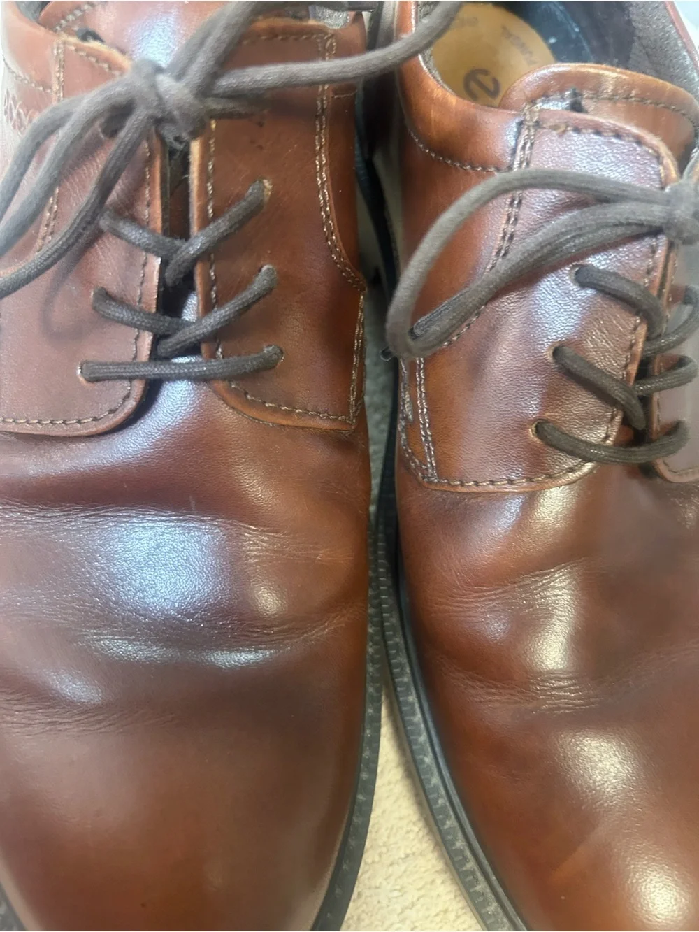 ECCO MENS HELSINKI CLASSIC OXFORDS. Chestnut leather. Size 42 (8/8.5) NICE